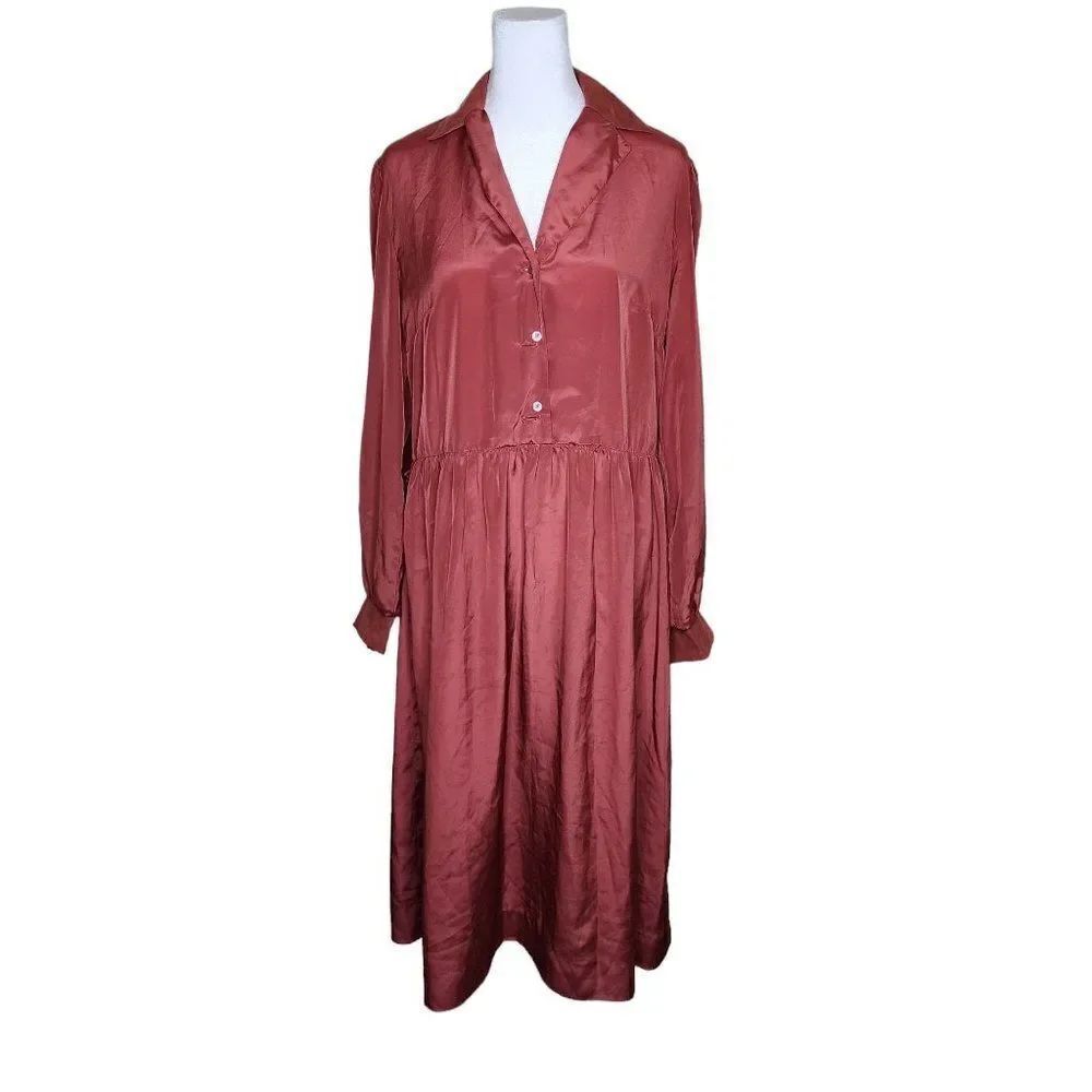 Vintage 70s Adolph Schumann Lilli Ann Secretary Dress Womens Size XL Rust Brown